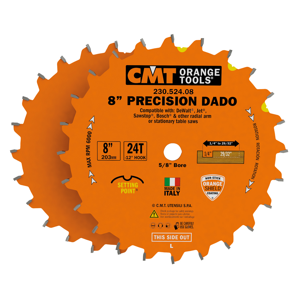 CMT Presisjon Dado Sagblad 8″ D=200×15,87 6,35-22,2 mm Z=24 F
