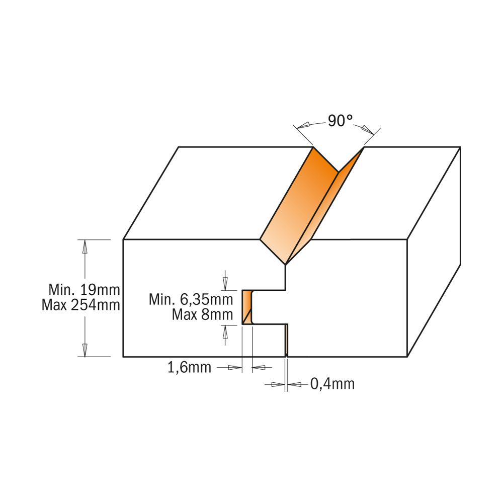 CMT V-fuge og not/fjær sett HM S=12mm