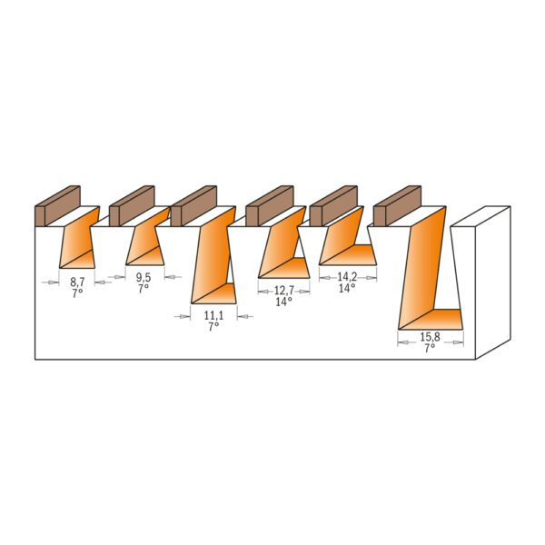 CMT Sinkfres/Gradfres(14°) med kulelager S=6mm