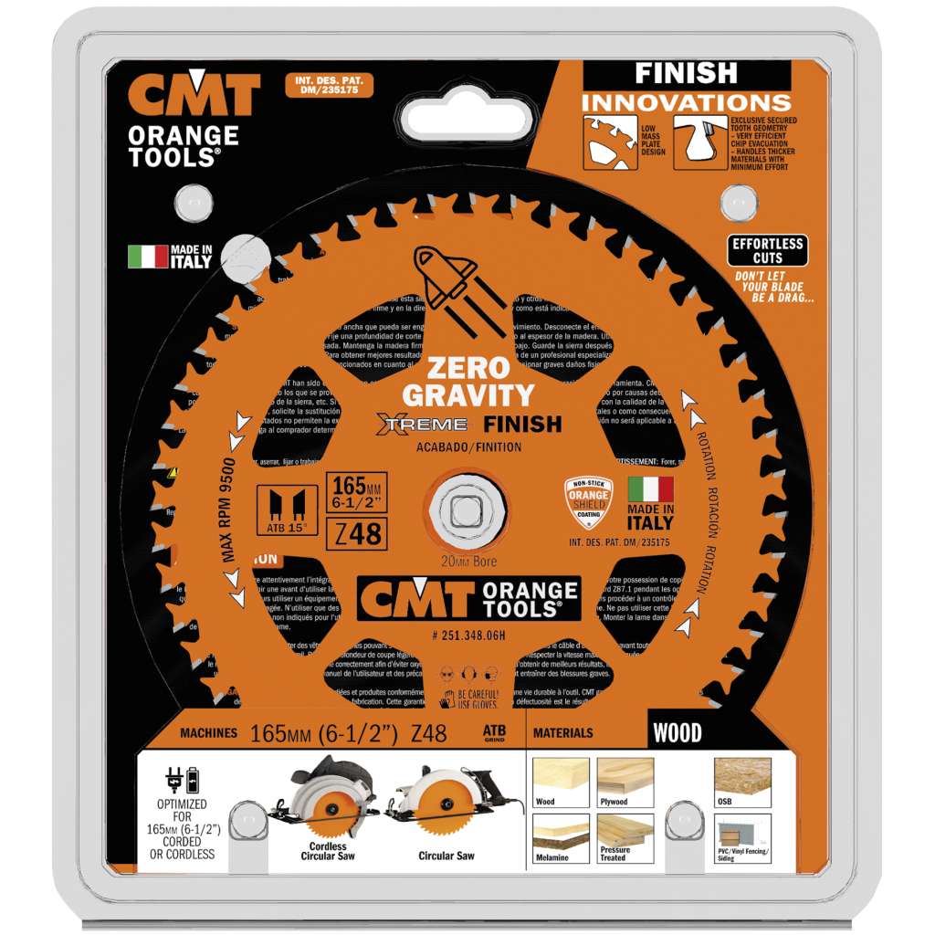 CMT Sagblad 165×1,8×20 Z=48 ATB Zero Gravity Extreme finish