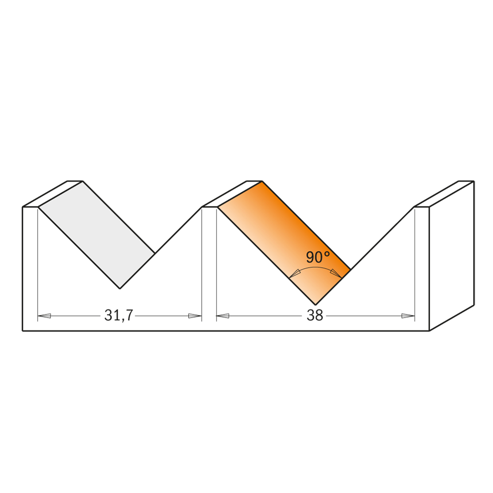 CMT V-Fresestål(90°) S=6mm