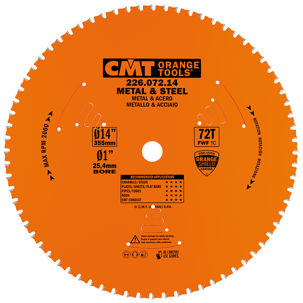 CMT Dry-cut sagblad for stål HW 355×2,2/1,8×25,4 Z=72 8°FWF