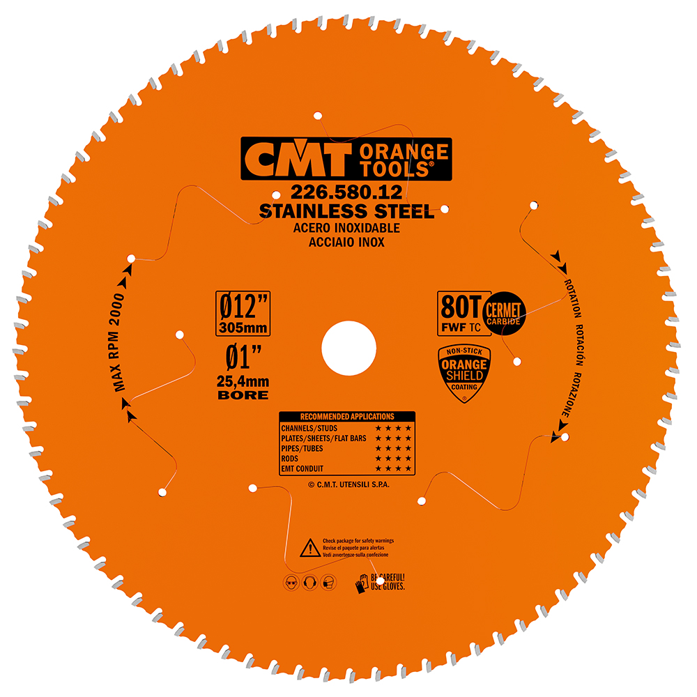 CMT Dry-cut sagblad for rustfritt stål HW 305X2,2/1,8X25,4 Z80 FWF