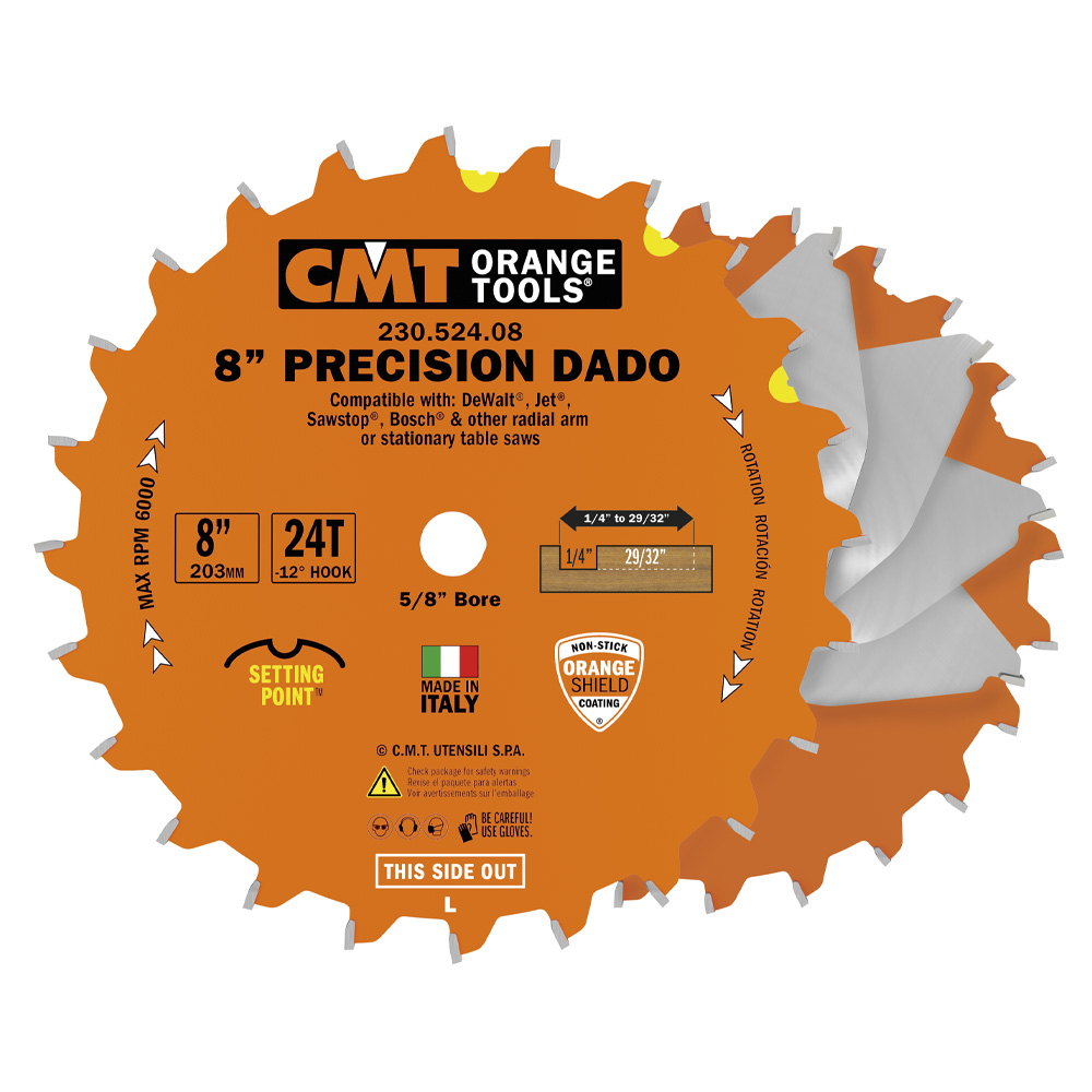 CMT Presisjon Dado Sagblad 8″ D=200×15,87 6,35-22,2 mm Z=24 F