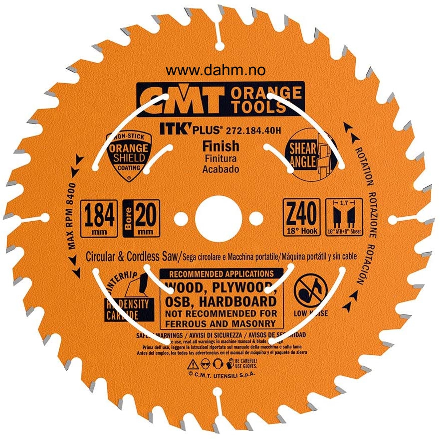 CMT Sagblad 184x20x1,7mm 40Z 10°ATB 8°AKS