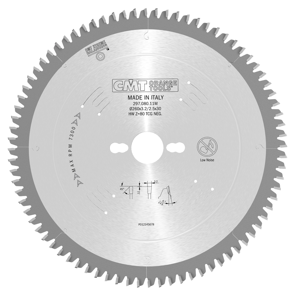 CMT Sagblad 297 Alu HM 260×2,8×30 Z=80 -6 TCG (Makita, Festool)