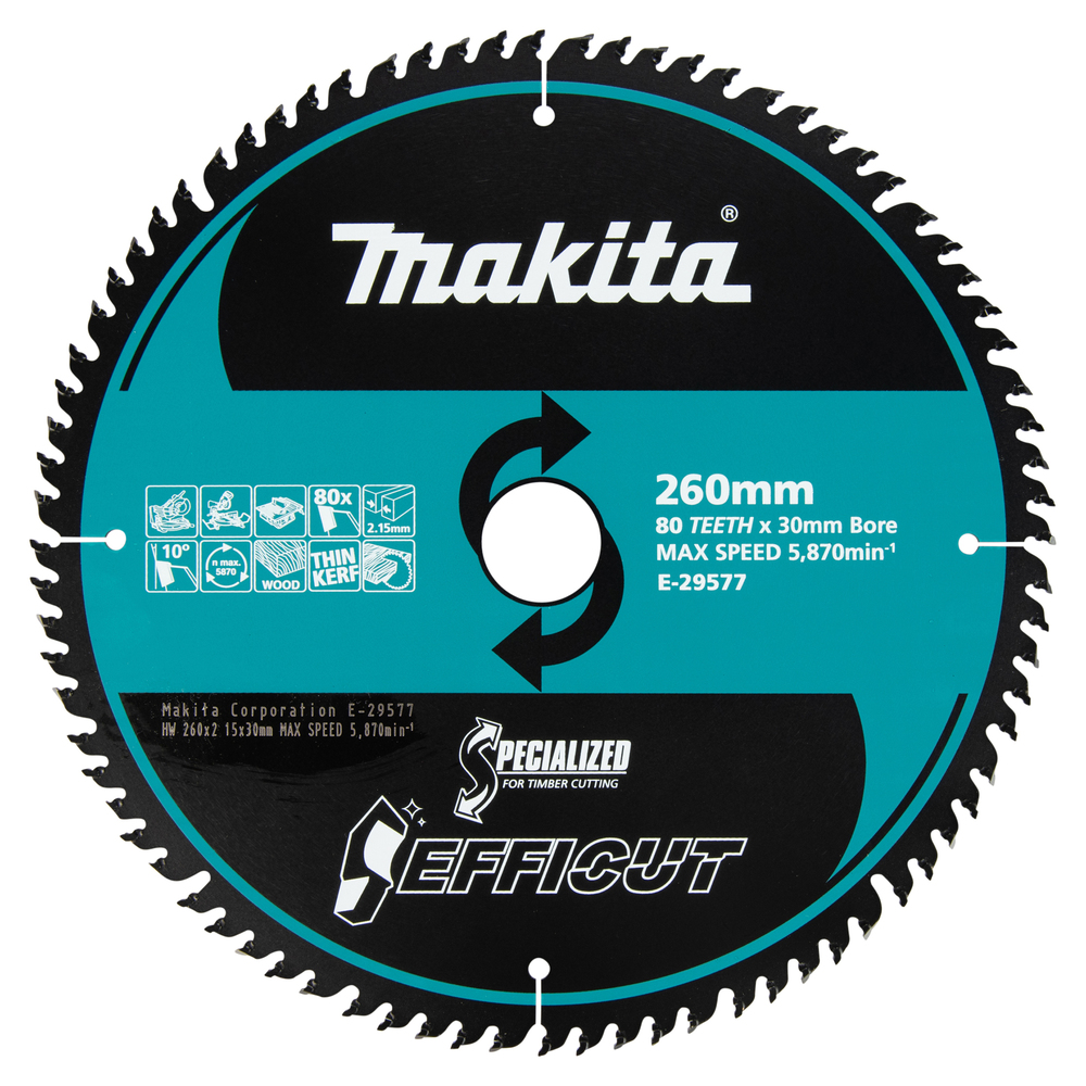 Makita Sirkelsagblad Efficut T.C.T., 260 x 30 mm, 80 T