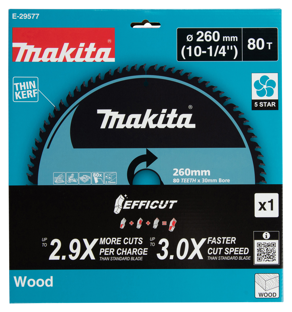 Makita Sirkelsagblad Efficut T.C.T., 260 x 30 mm, 80 T