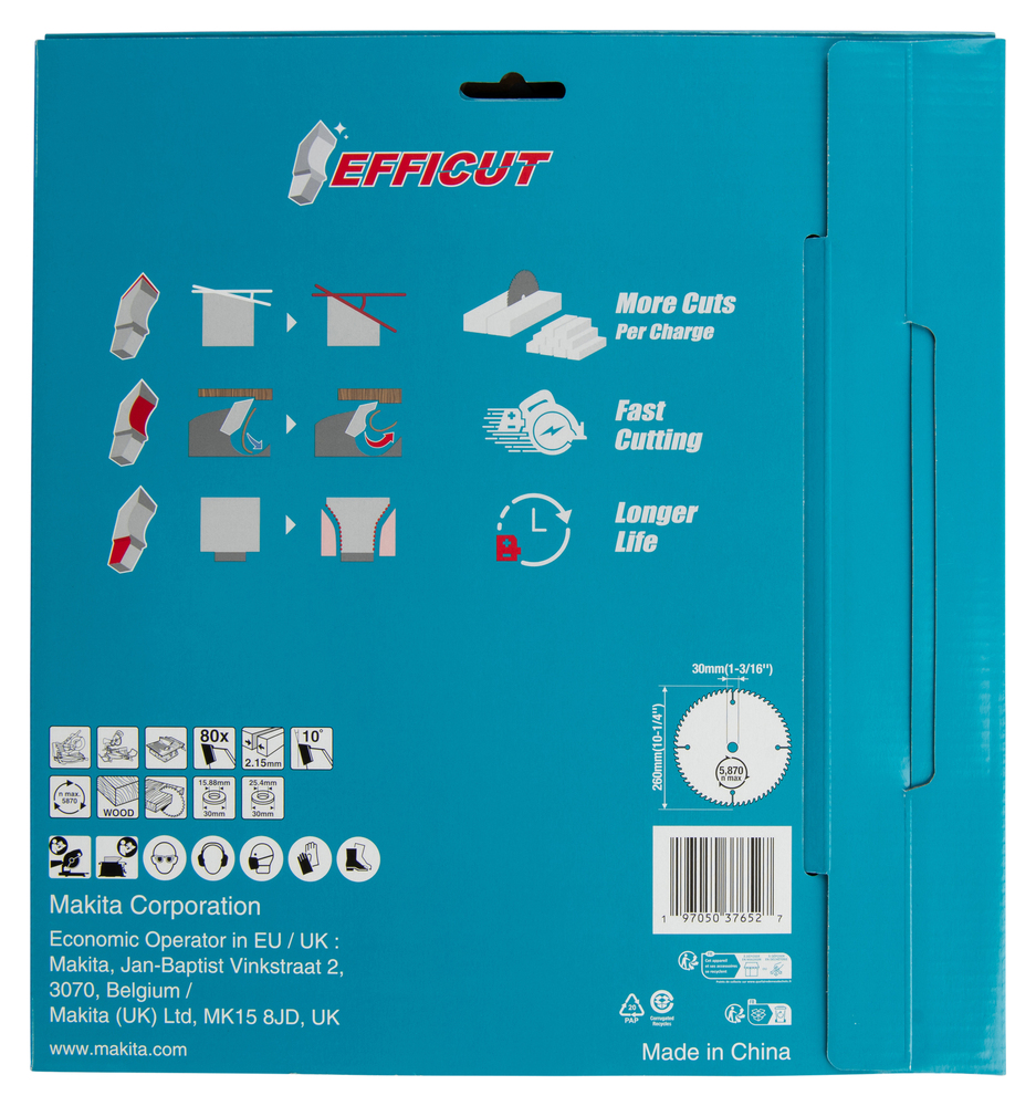 Makita Sirkelsagblad Efficut T.C.T., 260 x 30 mm, 80 T