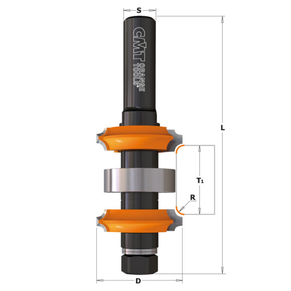 CMT 900.622.11 Dobbel justerbar avrundingsfres – 12mm tange