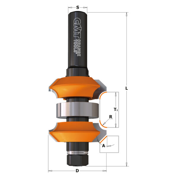 CMT 900.623.11 Justerbare avrunding- og skråoverfres – 12mm tange