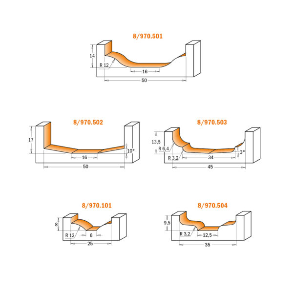 CMT 970.504.11 Stil & panel fres – 12mm tange