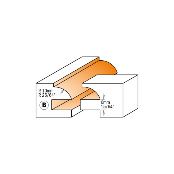 CMT 991.001.11 Fresesett for skapdører S=8mm – profil A