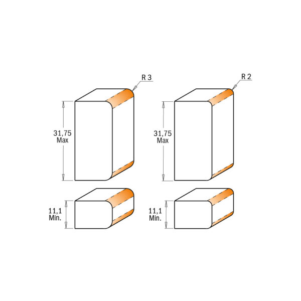 CMT 900.622.11 Dobbel justerbar avrundingsfres – 12mm tange