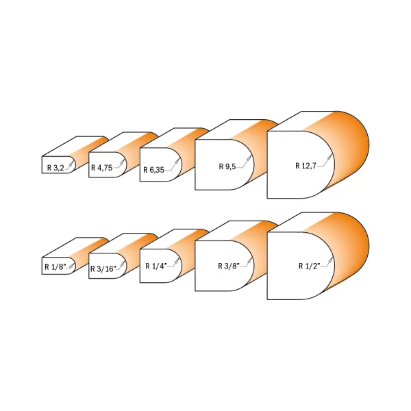 CMT 954.503.11 Halvstav/Bullnose/Staff bead R=4,75mm, 12mm tange