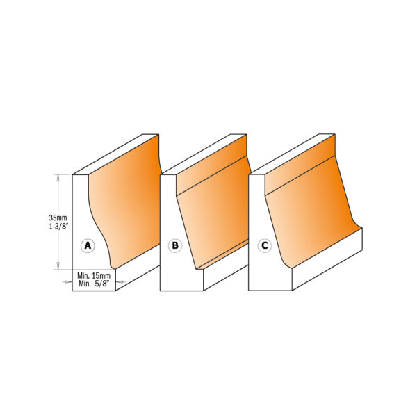 CMT 990.603.11 Vertikal hevet panelfres Profil C – 12mm tange