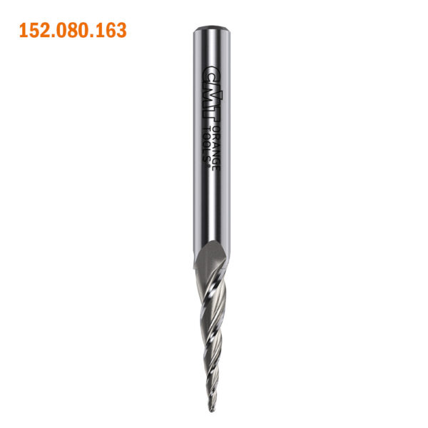 CMT 152.060.082 Solid Carbide Upcut 2D / 3D Carving Tapered Ball Nose Spiral Bits
