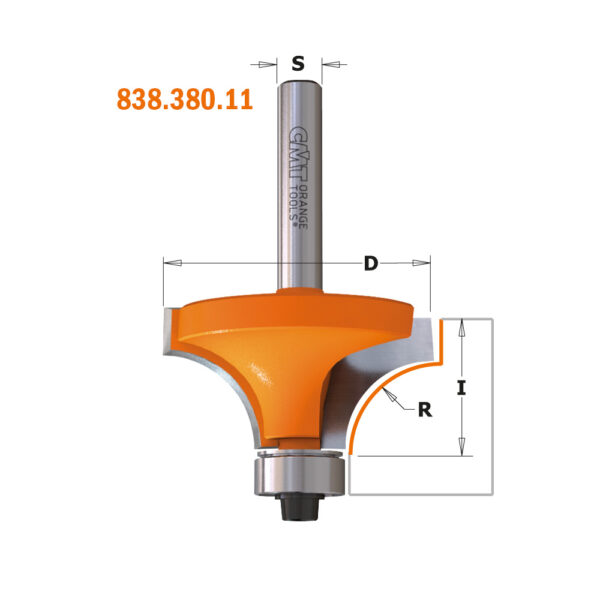 CMT 938.991.11 Avrundingsfres R=22,2mm med kulelager, 12mm tange