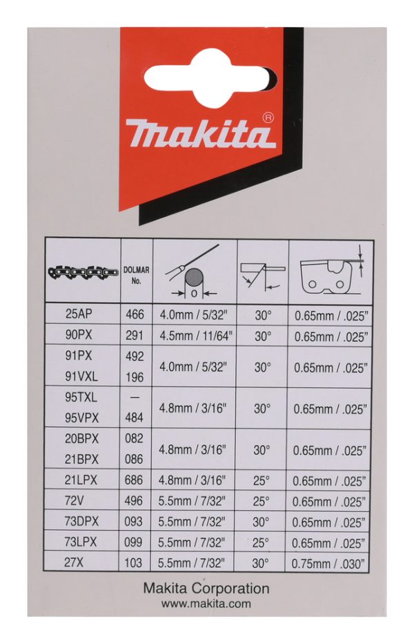 Makita 191H12-3 Sagkjede: -56, 3/8″, 1,3 mm, 16″ / 40 cm, 91PX