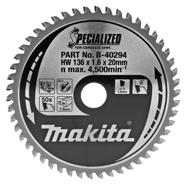 Makita B-40294 Specialized T.C.T. Alu sagblad 136x20mm 50Z