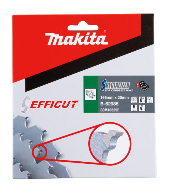 Makita B-62985 Efficut T.C.T. sagblad til treverk. 165x20mm 25Z