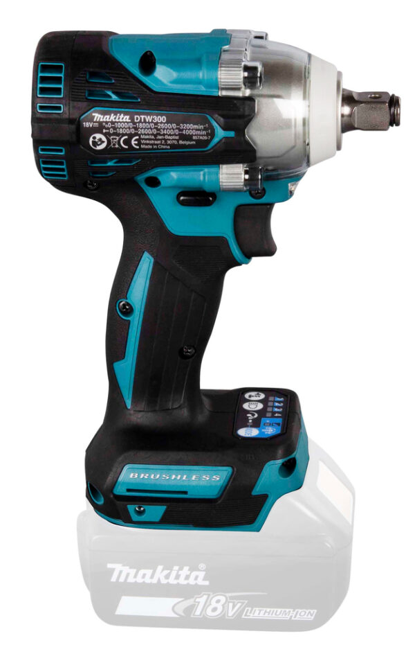 Makita DTW300Z 18V 1/2″ Børsteløs muttertrekker uten batterier