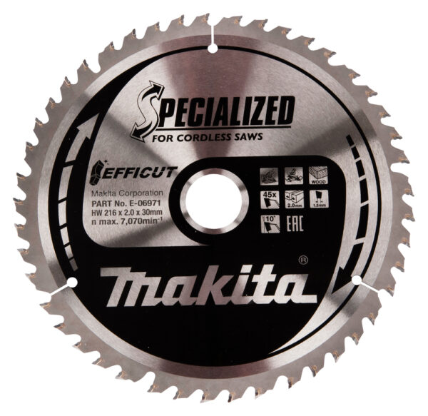 Makita E-06971 Specialized sagblad til tre 216x30mm 45Z