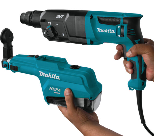 Makita HR2651TJ 800W Kombihammer med AVT, hurtigchuck og støvavsug. Kapasitet:26mm – 2,2J